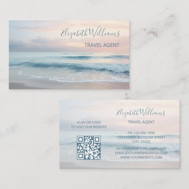 Carte De Visite Les couleurs Ocean Pastel | Code QR (Devant / Derrière)