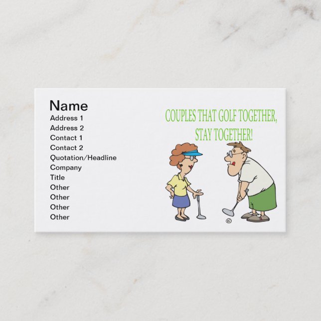 Carte De Visite Les couples qui jouent au golf ensemble restent (Devant)