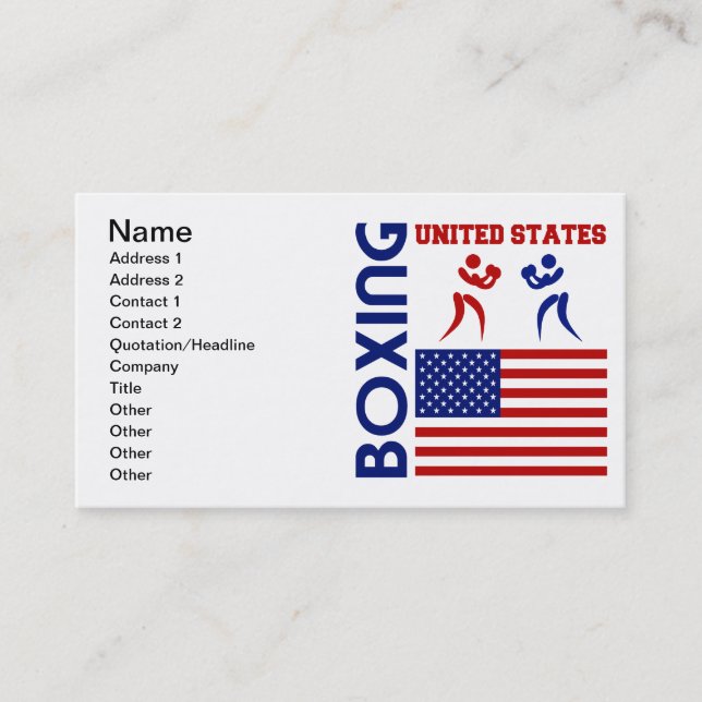 Carte De Visite Les Etats-Unis Boxin (Devant)