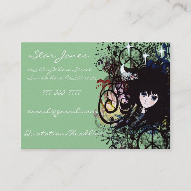 Carte De Visite Les filles d'Anime tournoient et la paix (Devant)
