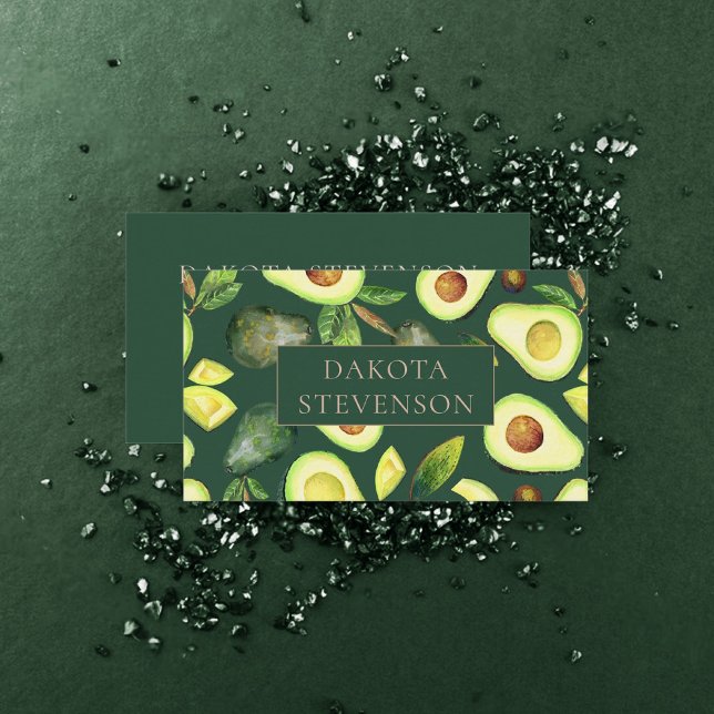 Carte De Visite Les fleurs d'Avocado | Dark Green Rustic Professio (Créateur téléchargé)