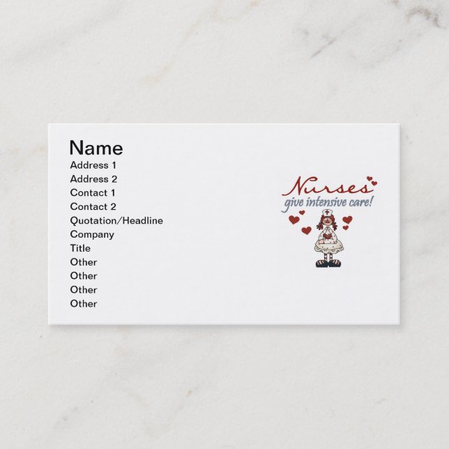 Carte De Visite Les infirmières donnent des T-shirts et des (Devant)