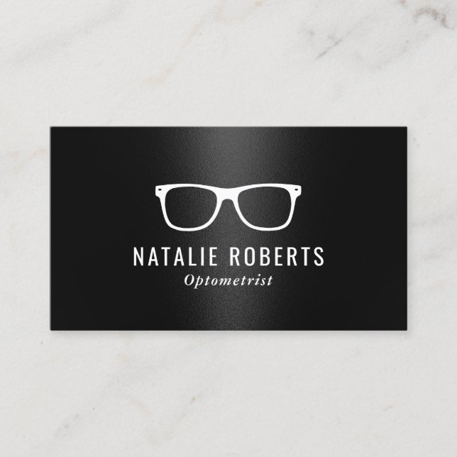 Carte De Visite Les lunettes d'yeux optométristes noir élégant (Devant)