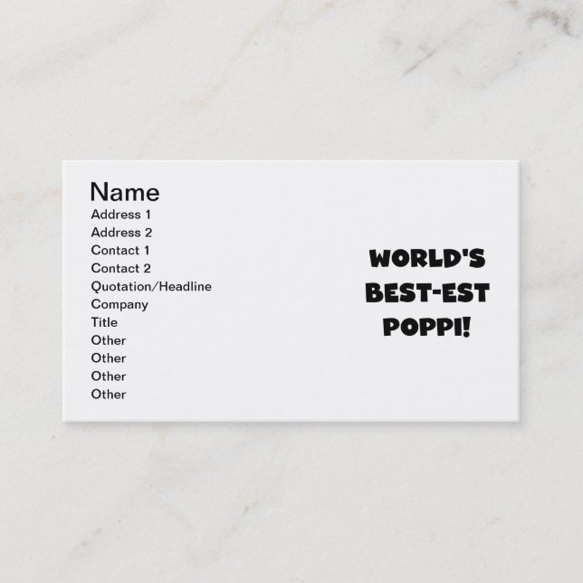 Carte De Visite Les meilleurs cadeaux Poppi Black Text du monde (Devant)