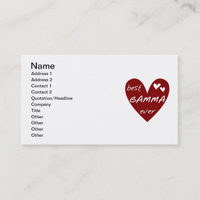 Carte De Visite Les meilleurs T-shirts et cadeaux de gamma de (Devant)