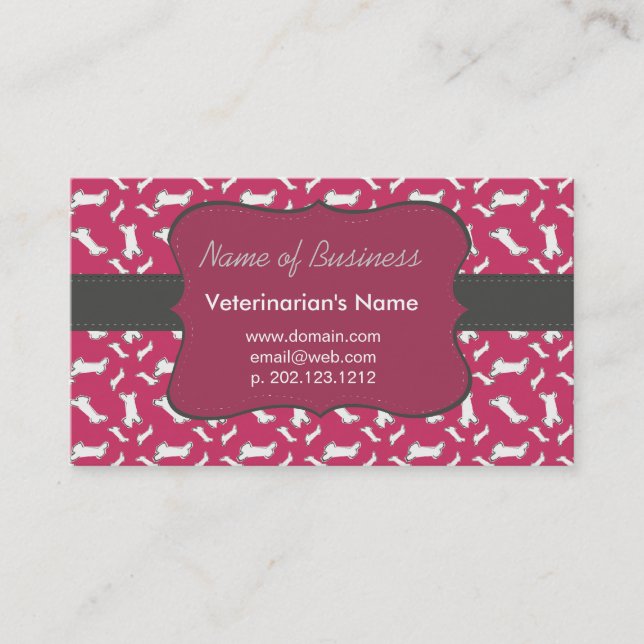 Carte De Visite Les Os de Chien Charming Mauve Great Pets (Devant)