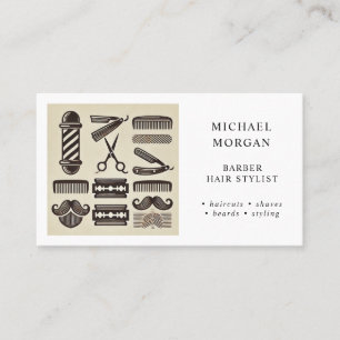 Carte De Visite Les outils du commerce du simple barbier