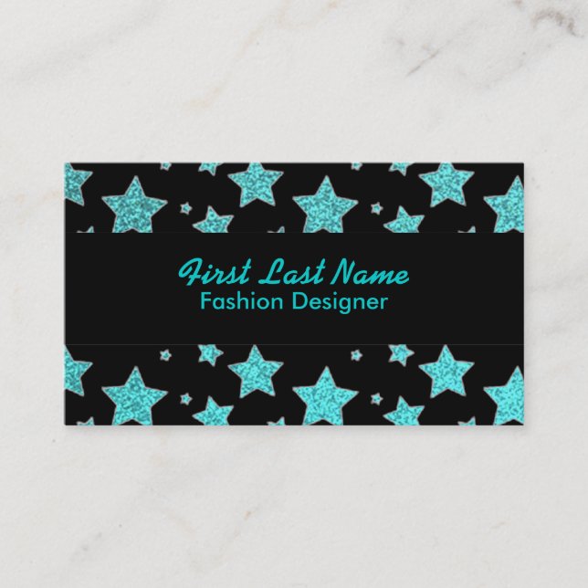 Carte De Visite Les parties scintillantes noires turquoises (Devant)