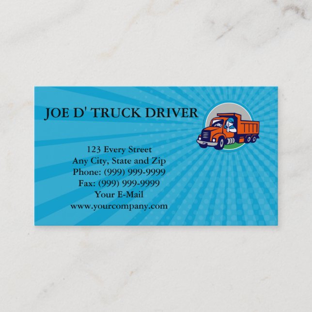 Carte De Visite Les pouces de chauffeur de camion de décharge de (Devant)