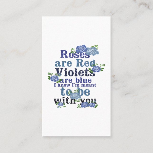 Carte De Visite Les roses sont rouges violet sont bleus je sais qu (Devant)