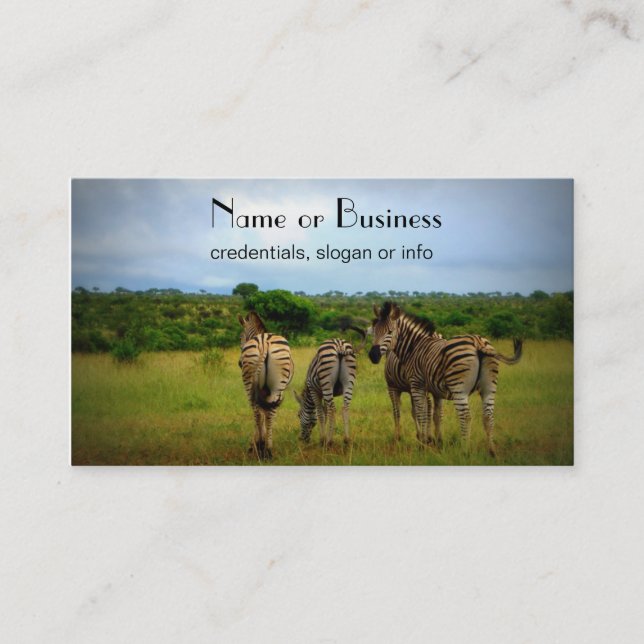 Carte De Visite Les zèbres africains dans un cadre naturel (Devant)
