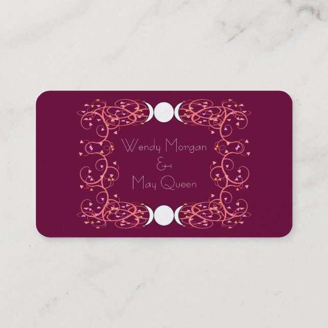 Carte de visite lesbien de Handfasting de déesse (Dos)