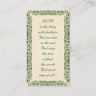 Carte De Visite L'ESPOIR est la chose avec des plumes qui est