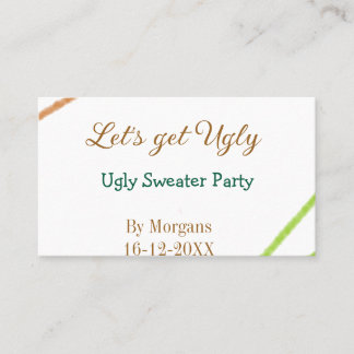 Carte De Visite Let's get ugly Christmas ugly sweater Partyorange