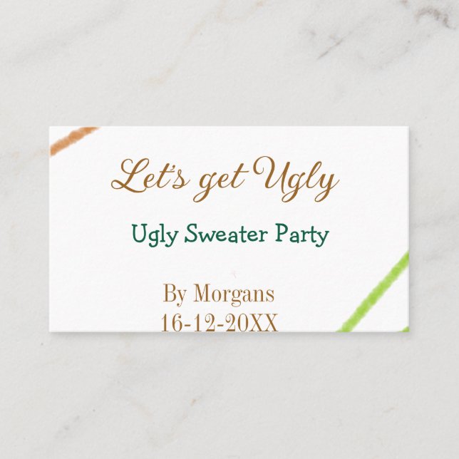 Carte De Visite Let's get ugly Christmas ugly sweater Partyorange  (Devant)
