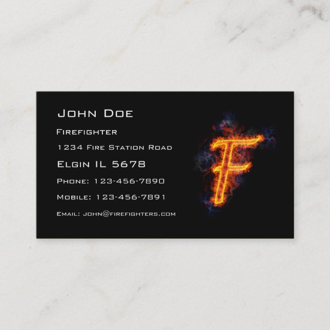 Carte De Visite Lettre ardente F (Devant)