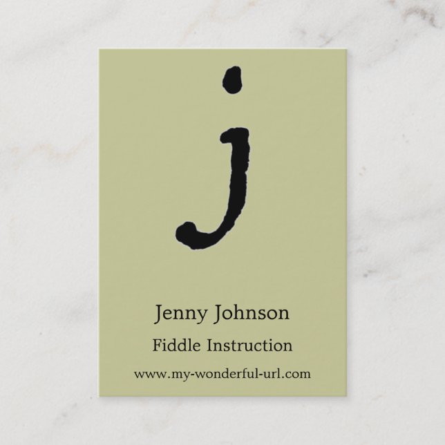 CARTE DE VISITE LETTRE ARTISTIQUE "J" HANDIE À LA MAIN (Devant)