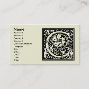 Carte De Visite Lettre C Monogramme médiéval Art Nouveau