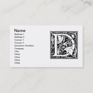 Carte De Visite Lettre D Monogramme médiéval Art Nouveau