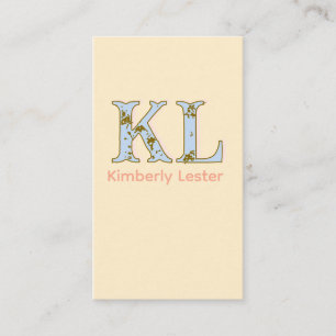 Carte De Visite lettre de nom monogramme pêche rétro pastel gras
