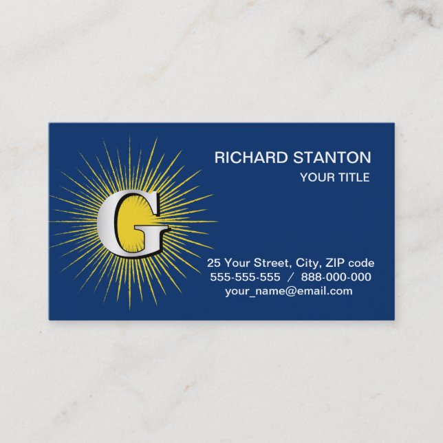 Carte De Visite Lettre G - symbole maçonnique (Devant)