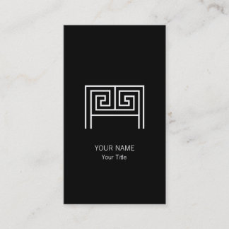 CARTE DE VISITE LETTRE GRECQUE M MONOGRAMME NOIR