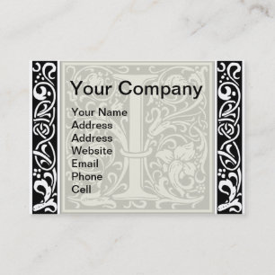 Carte De Visite Lettre I Monogramme médiéval Art Nouveau