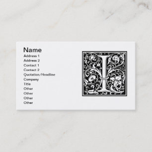 Carte De Visite Lettre I Monogramme médiéval Art Nouveau