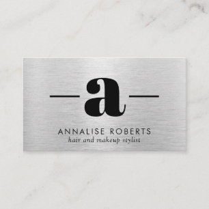 Carte De Visite LETTRE Métal Brossé D'Argent Un Maquillage De Chev
