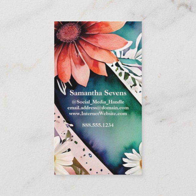 Carte De Visite LETTRE MONOMOBILE S Aquarelle Florale Chic Simple (Dos)