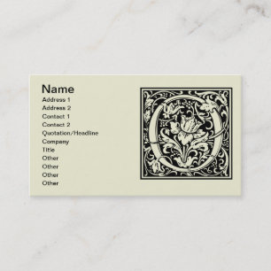 Carte De Visite Lettre O Monogramme Médiéval Art Nouveau