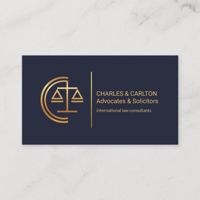 Carte De Visite Lettre Or Simple-C Scales De Justice Avocat (Devant)