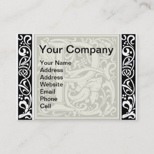 Carte De Visite Lettre P Monogramme médiéval Art Nouveau