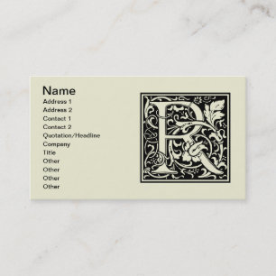 Carte De Visite Lettre R Monogramme médiéval Art Nouveau