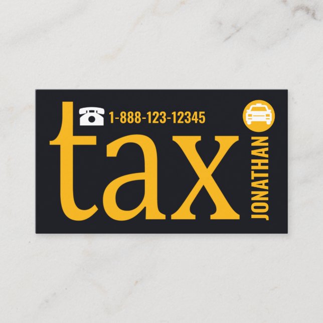 Carte De Visite Lettre Taxi-i Jaune Spéciale Chauffeur de cabine d (Devant)