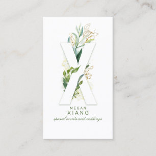 Carte De Visite Lettre X Monogramme Gold Greenergie Feuilles Éléga