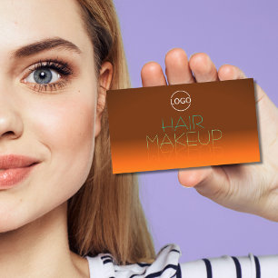 Carte De Visite Lettres classiques orange et miroir Turquoise avec