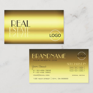 Carte De Visite Lettres de miroir de luxe Gold Stylish avec logo