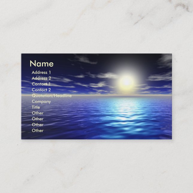 Carte De Visite Lever de soleil bleu (Devant)