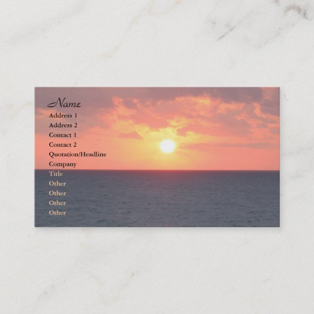 Carte De Visite Lever de soleil de Floride (Devant)