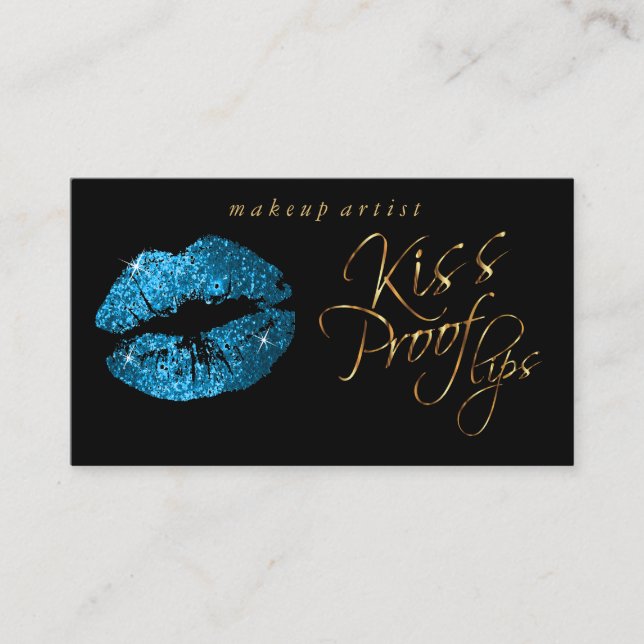 Carte De Visite Lèvres d'épreuve Kiss - Parties scintillant Turquo (Devant)