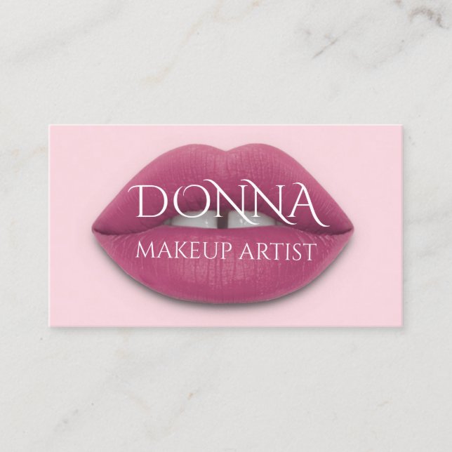 Carte De Visite Lèvres roses Code QR Logo maquillage Lipstick Glos (Devant)