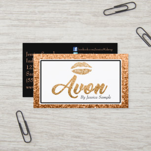 Carte De Visite Lèvres roses de beauté d'or d'Avon