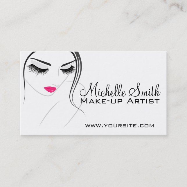 Carte De Visite Lèvres roses Face longues cils Lash Extensions (Devant)