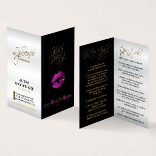 Carte De Visite Lèvres violettes roses et instructions noires - Sa