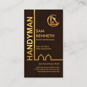 Carte De Visite L'Exquise Gold Building Wood Grain Handyman