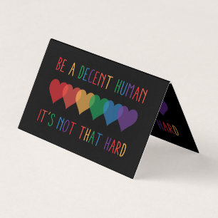 Carte De Visite LGBT Heart Retro Be A Decent Human Ce n'est pas qu
