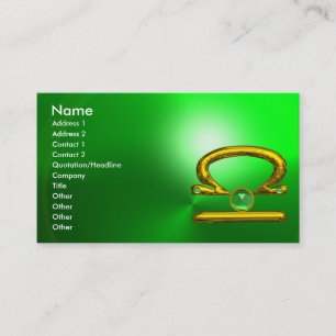 Carte De Visite LIBRA, Émeraude verte et or