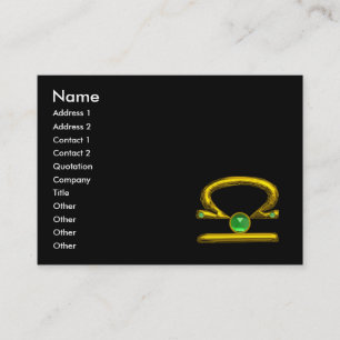 Carte De Visite LIBRA ZODIAC JEWEL vert Émeraude et or noir