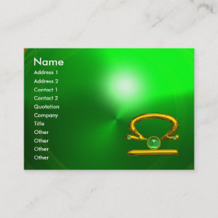 Carte De Visite LIBRA ZODIAC JEWEL Vert Émeraude & Or